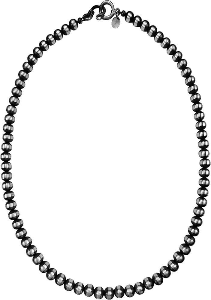 Navajo Pearls Necklace • Beaded Necklace • 925 Sterling Silver • Sterling Silver Beads Neck... | Amazon (US)