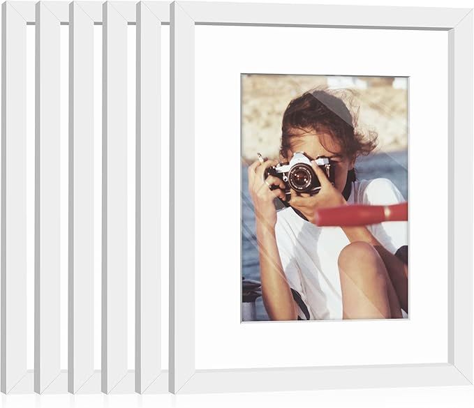 HappyHapi 8x10 Picture Frame, 6 Pack Wood Photo Frame Display Pictures 5x7 with Mat or 8x10 Witho... | Amazon (US)