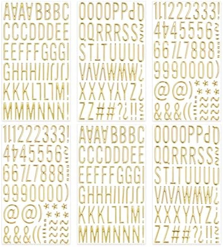 6 Sheets Gold Puffy Letter and Number Stickers 1 inch Gold 3D Alphabet Letter Stickers Waterproof... | Amazon (US)