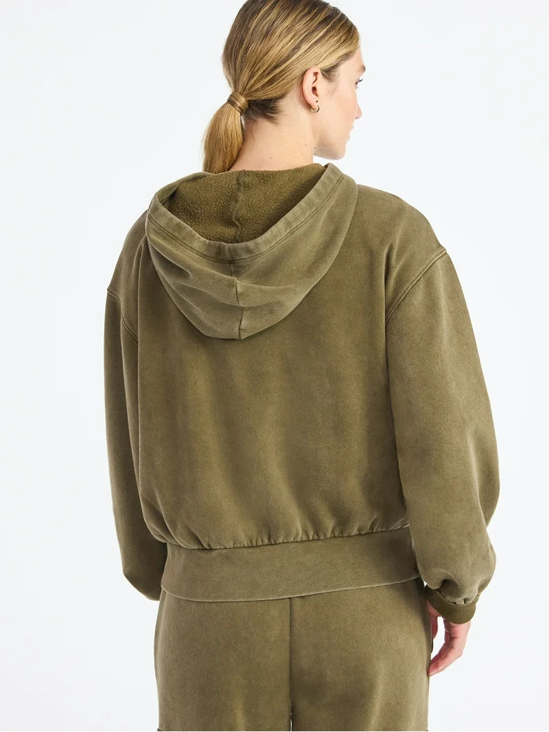 Scoop Women’s Mineral Washed Oversized Cropped Hoodie, Sizes XS-XXL | Walmart (US)