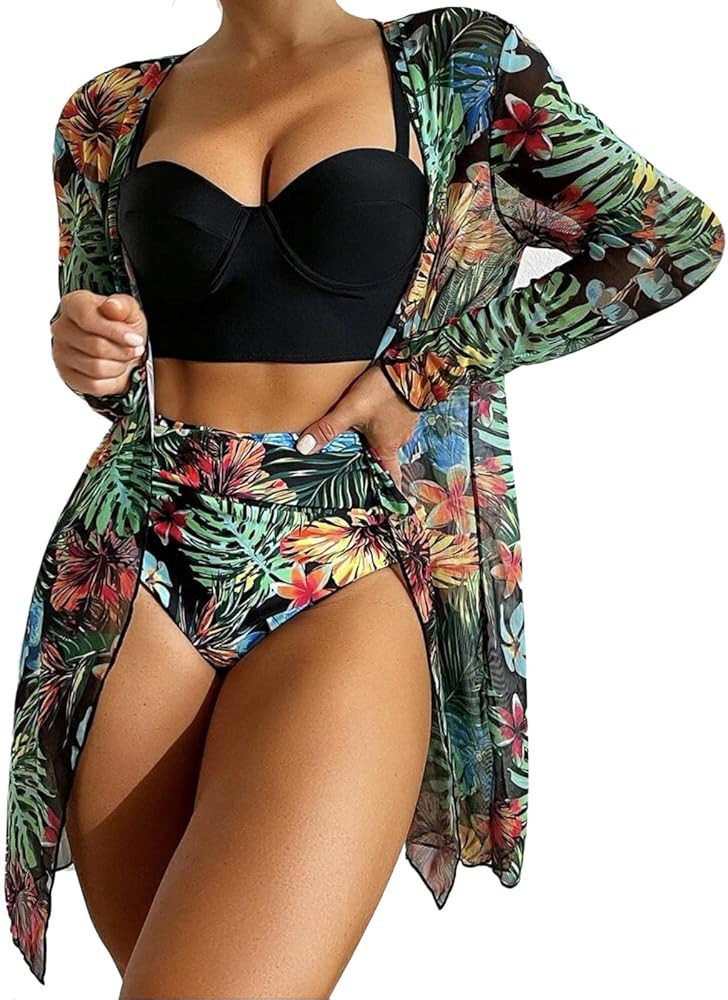 Swimsuit Cover Ups for Women Stripe Printing Padded Push up 2 Piece Bikini Sets Swimsuits Bikinis for Women Swimwear | Amazon (US)