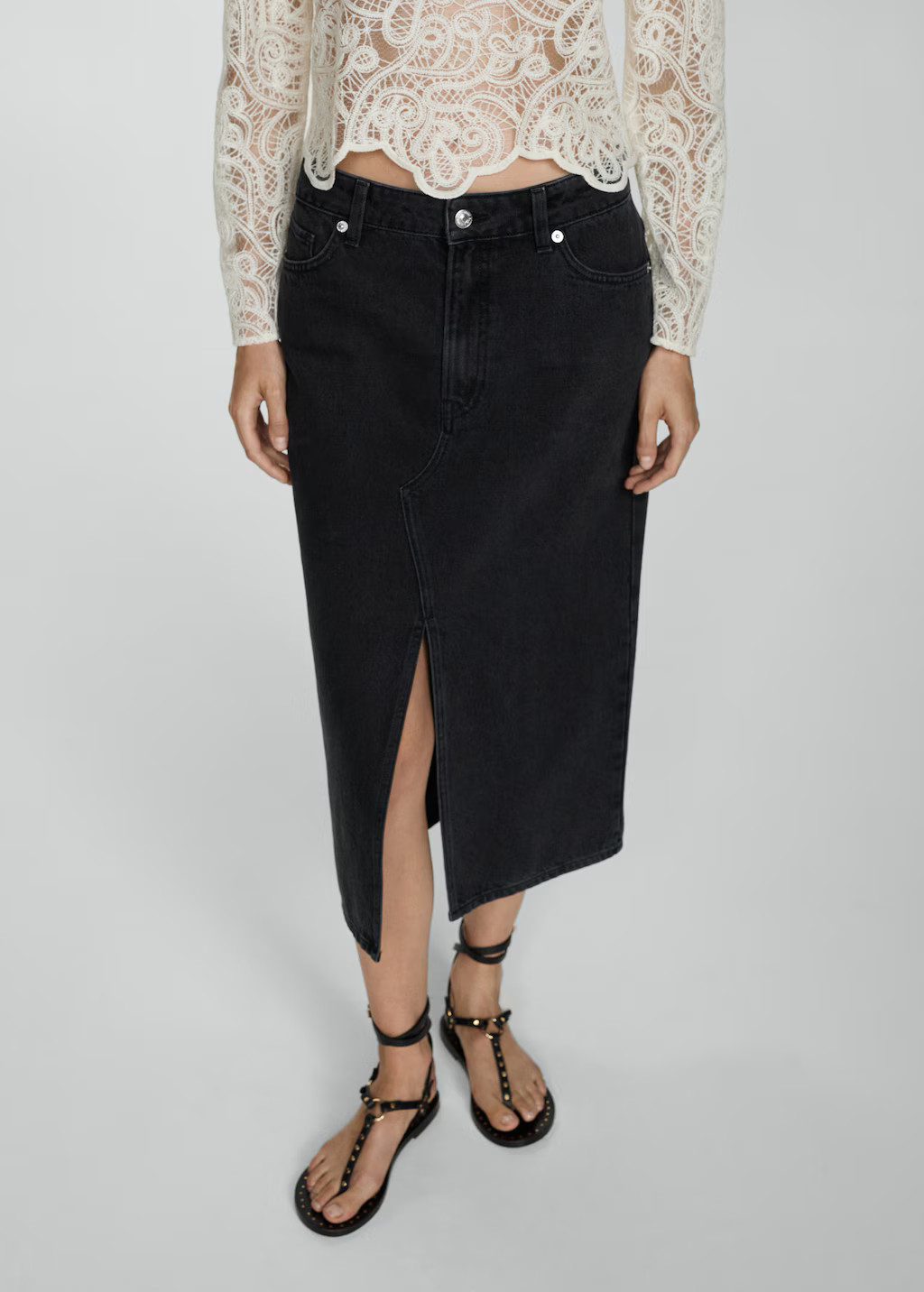Denim midi-skirt | MANGO (US)
