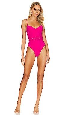 JONATHAN SIMKHAI Noa Belted One Piece in Berry from Revolve.com | Revolve Clothing (Global)