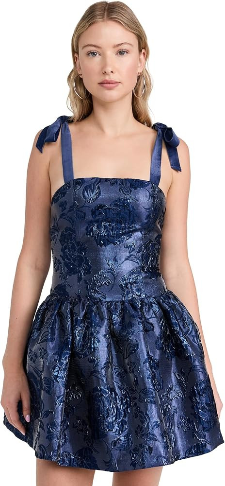 alice + olivia Women's Maryann Tie Shoulder Drop Waist Mini Dress | Amazon (US)