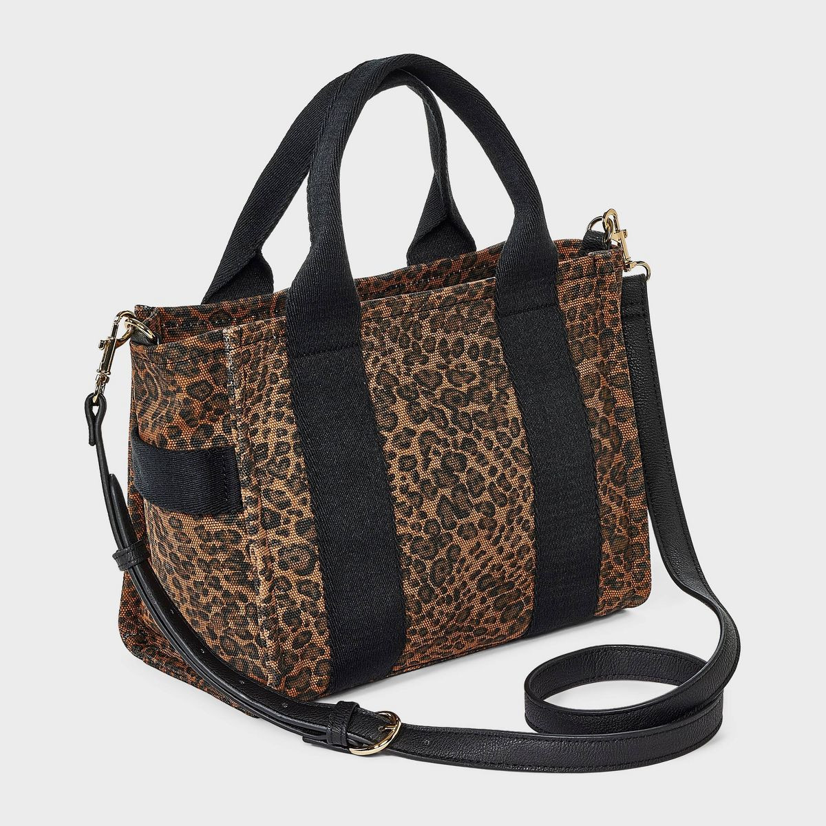 Mini Boxy Leopard Print Tote Handbag - Universal Thread™ Black/Brown | Target