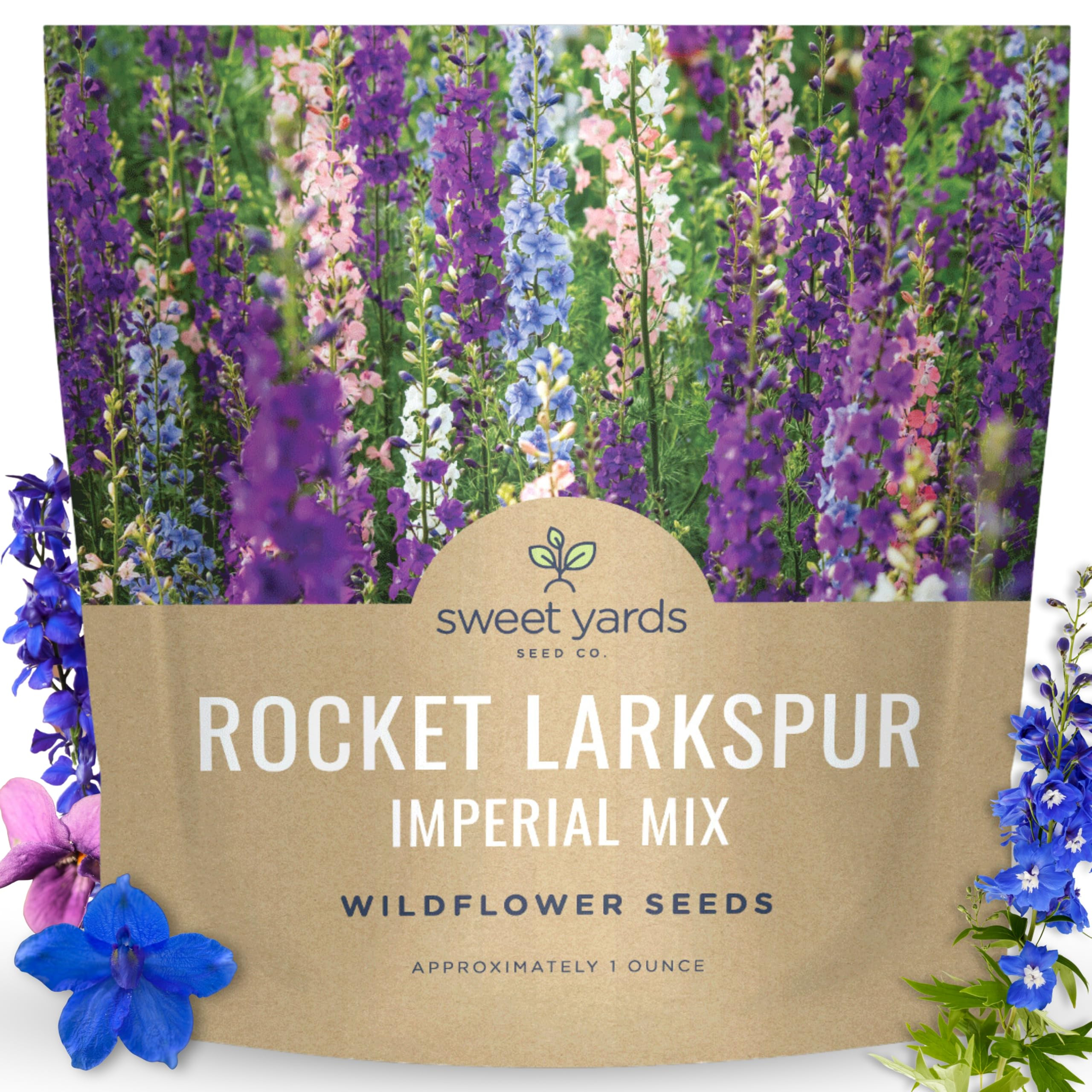 Rocket Larkspur - Imperial Mix - Large 1 Ounce Packet - 8,000 Flower Seeds for Planting - Consoli... | Amazon (US)