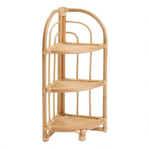 Shelton Natural Rattan Corner Shelf | World Market