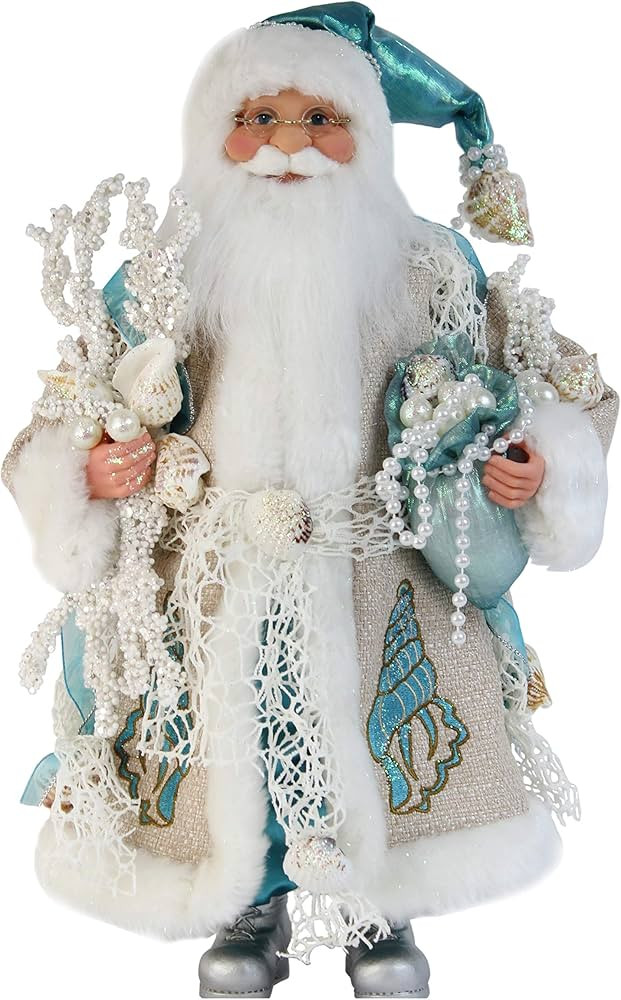 Windy Hill Collection 16" Inch Standing Aquamarine Santa Claus Christmas Figurine Figure Decorati... | Amazon (US)