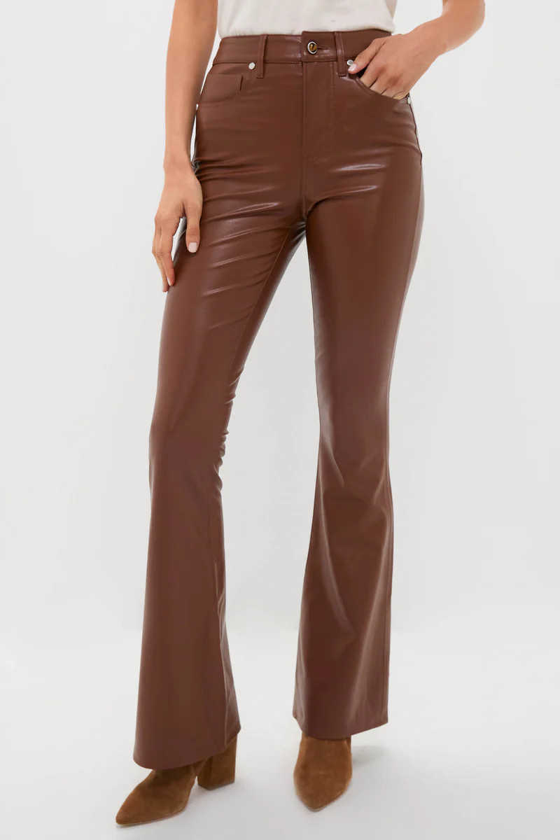 Mahogany Faux Leather Beverly High Rise Skinny Flare | Tuckernuck (US)