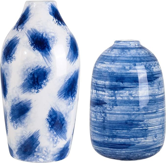 TERESA'S COLLECTIONS Modern Ceramic Vase for Home Decor, Oriental Blue and White Decorative Vase ... | Amazon (US)