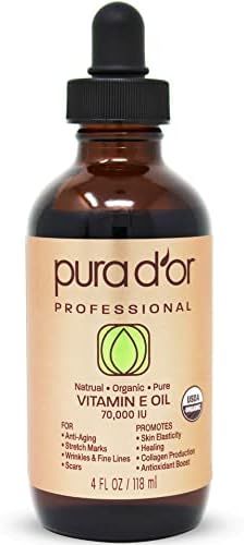 PURA D'OR Organic Vitamin E Oil (4oz / 118mL) 70,000 IU 100% Pure Natural USDA Organic For Skin Face | Amazon (US)