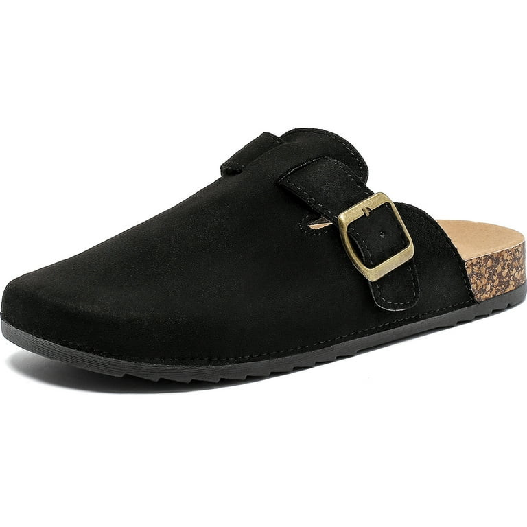 Women's Suede Clogs Mens Leather Mules Comfort Cork Footbed Antislip House Sandals Arch Support P... | Walmart (US)