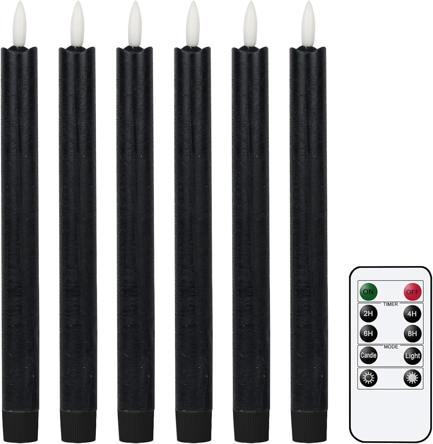 GenSwin Flameless Black Taper Candles Flickering with 10-Key Remote, Battery Operated Led Warm 3D... | Amazon (US)