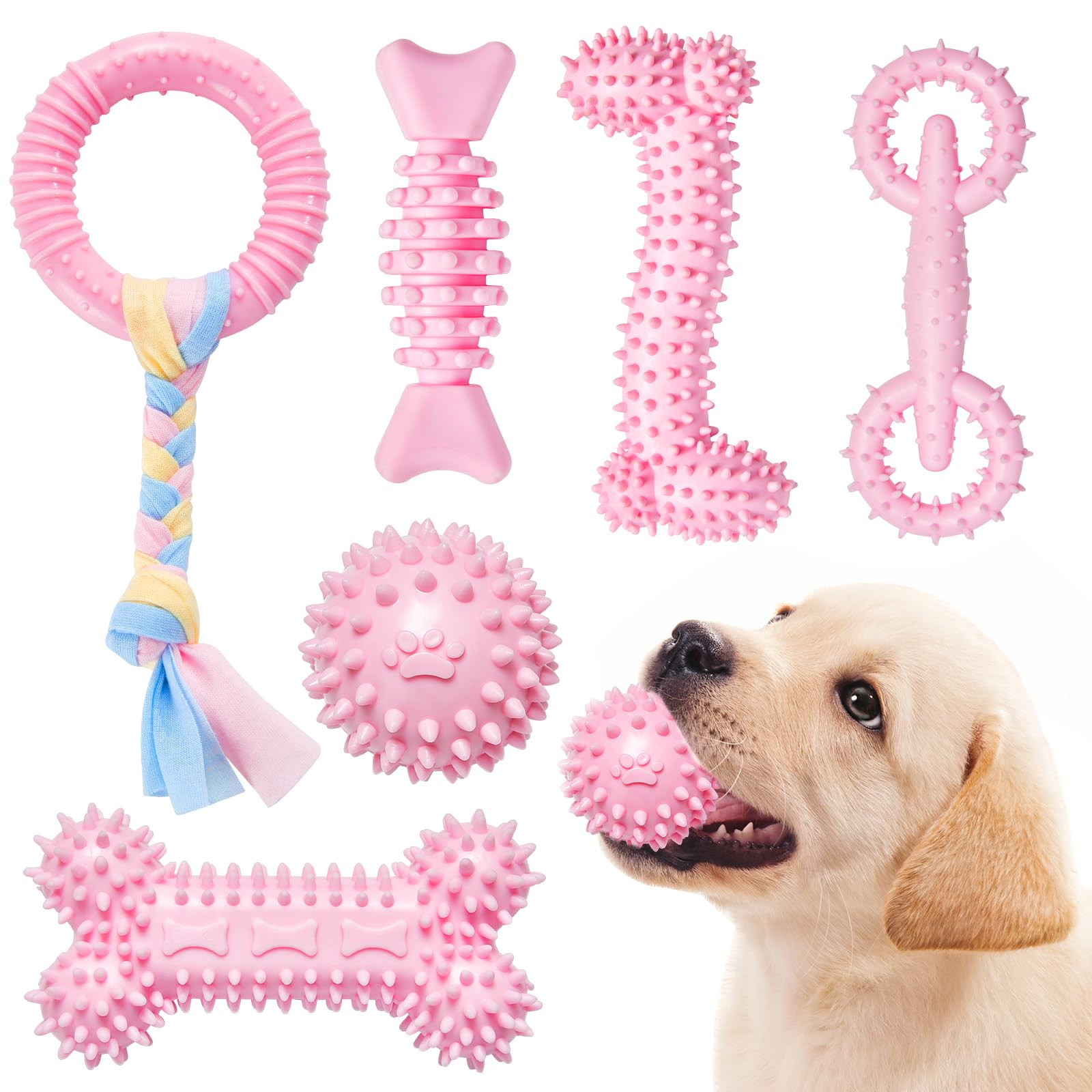 6 Pack Dog Chew Toys for Puppy Cute Blue Small Dog Toys Puppy Dog Toys for Teething Soft Durable ... | Amazon (US)
