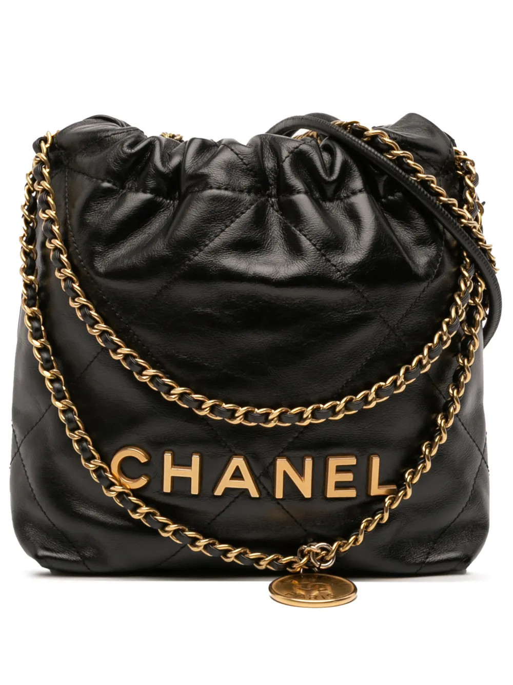 CHANEL Pre-Owned 2021-2025 Mini Shiny Calfskin 22 Handbag satchel - Black | Farfetch Global