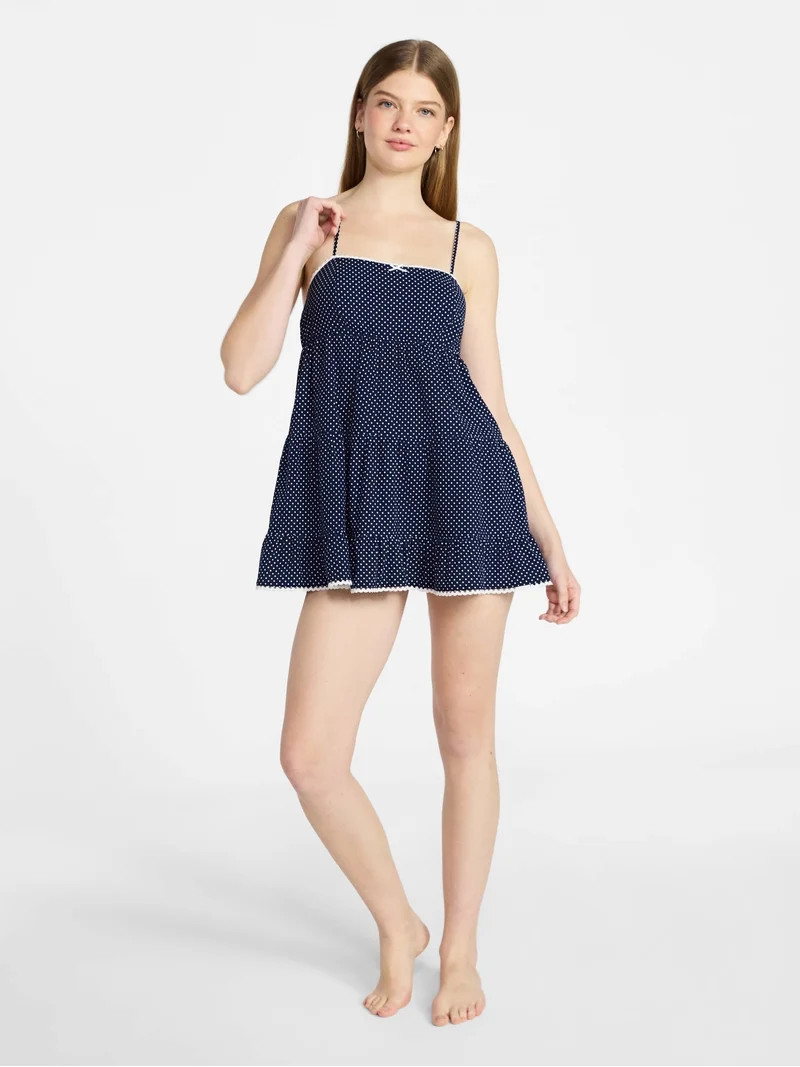 No Boundaries Sleeveless Tiered Babydoll Sleep Dress, Women's XS-XXL | Walmart (US)