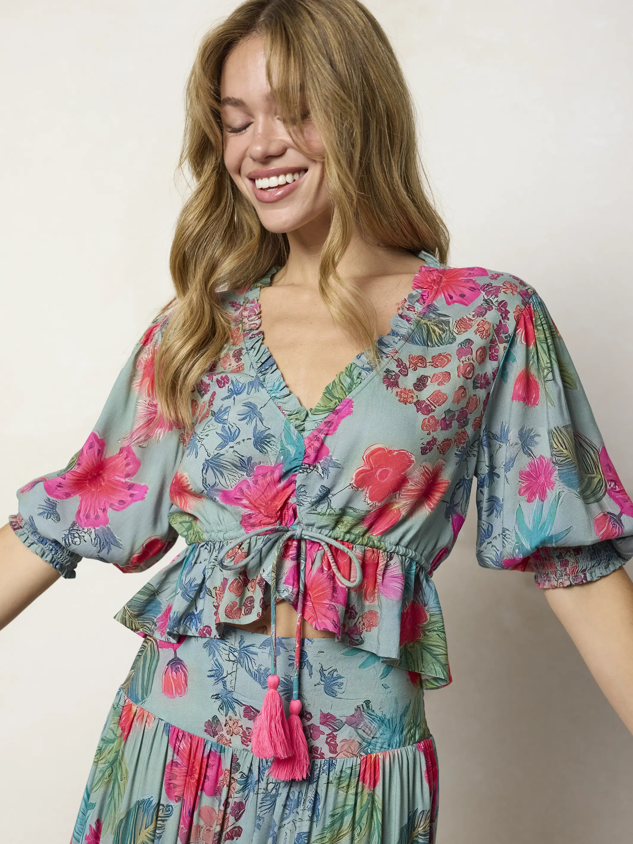 Elisa Ruffle Tie Top | Natural Life