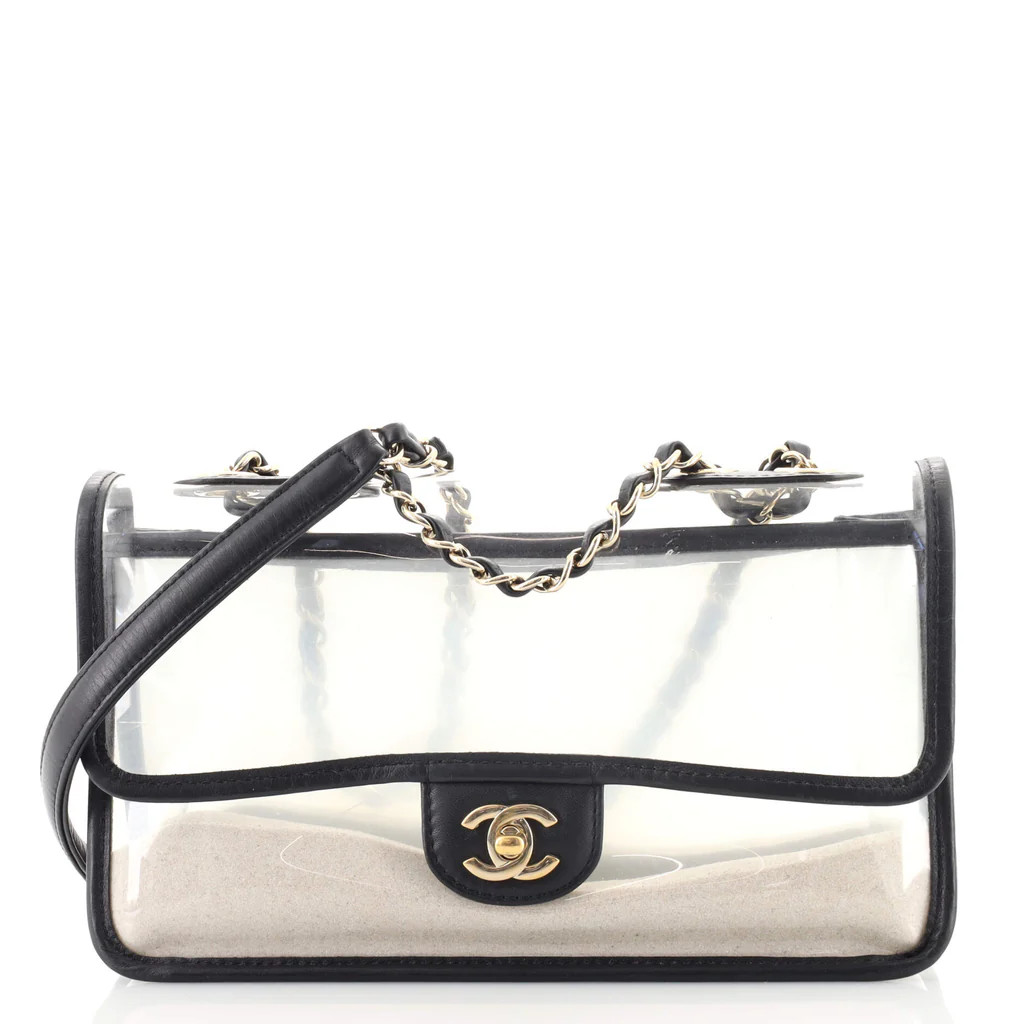 Chanel Sand By The Sea Flap Bag PVC with Lambskin Medium Black 1581686 | Rebag
