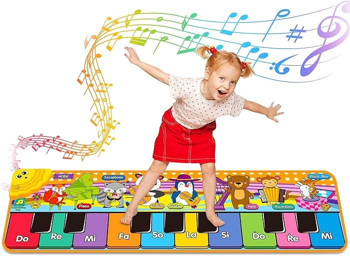 Kids Musical Piano Mats with 25 Music Sounds, Musical Toys Baby Floor Piano Keyboard Mat Carpet A... | Amazon (US)