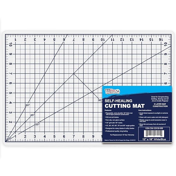 U.S. Art Supply 12" x 18" WHITE/BLUE Professional Self Healing 5-6 Layer Double Sided Durable Non... | Amazon (US)