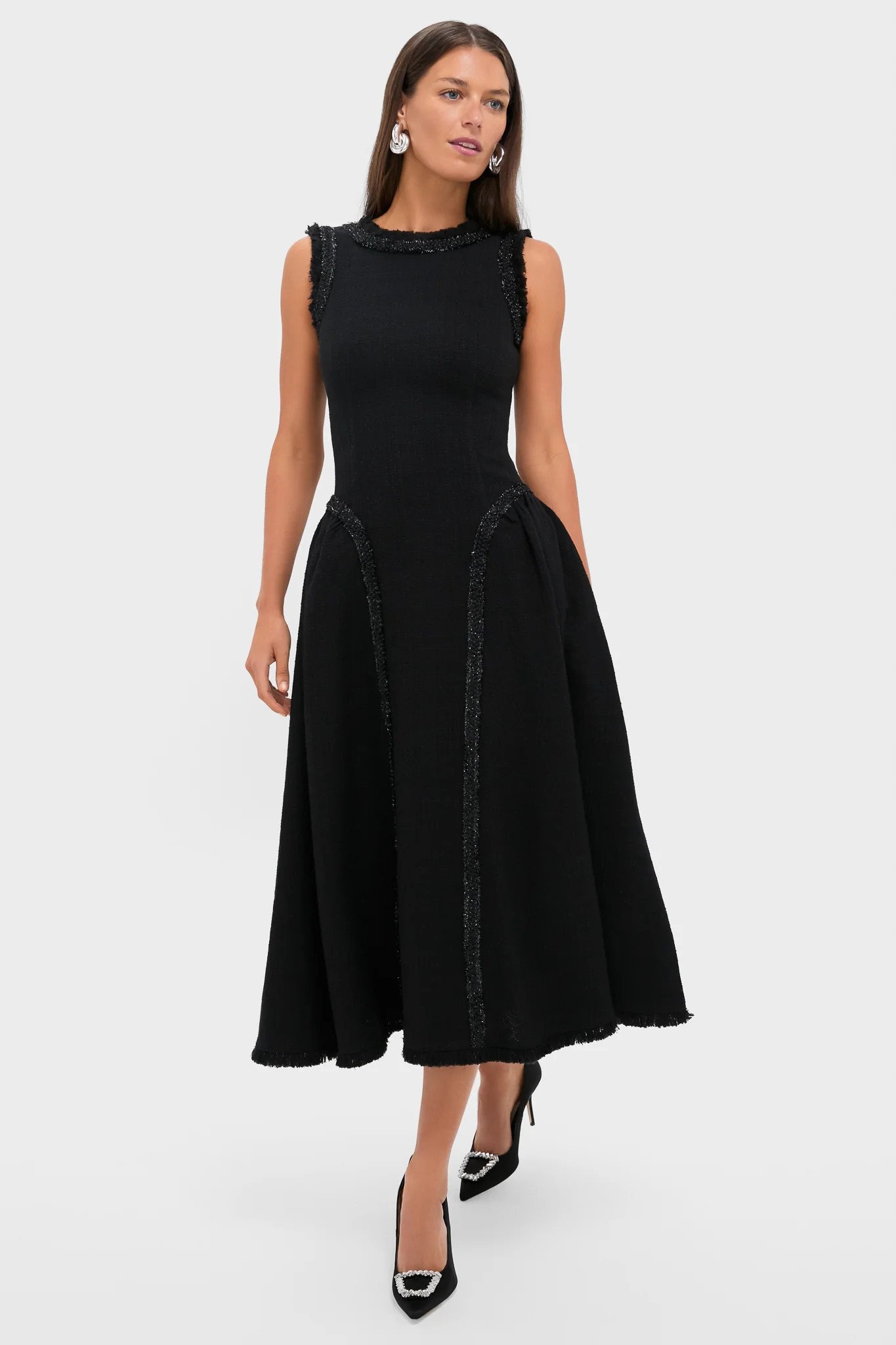 Black Boucle Sleeveless Midi Dress | Tuckernuck (US)