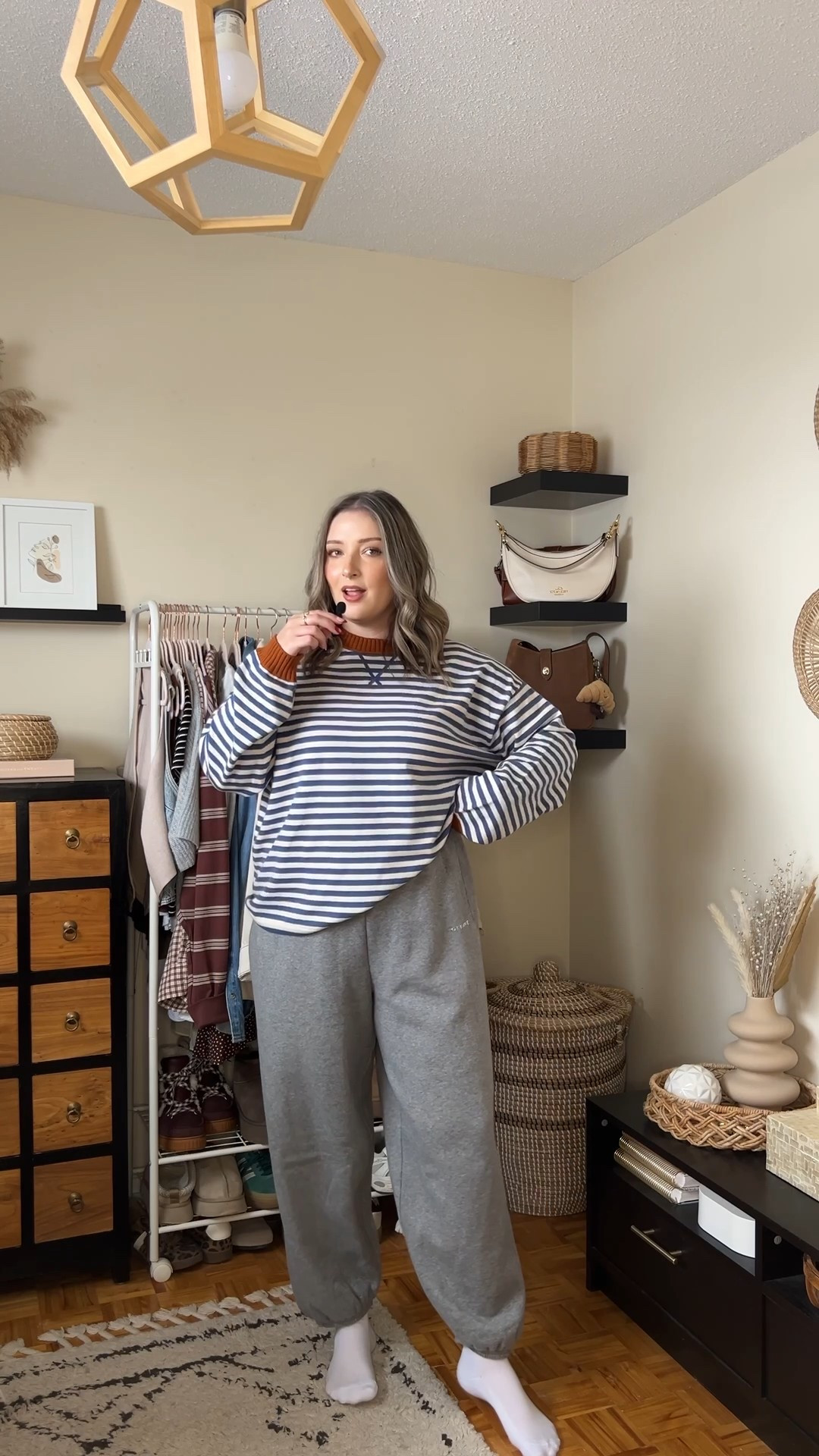 Cozy baggy jogger sweatpants and striped sweater from aerie! Wearing my usual size L in both

#LTKsale #LTKmidsize #LTKwinter