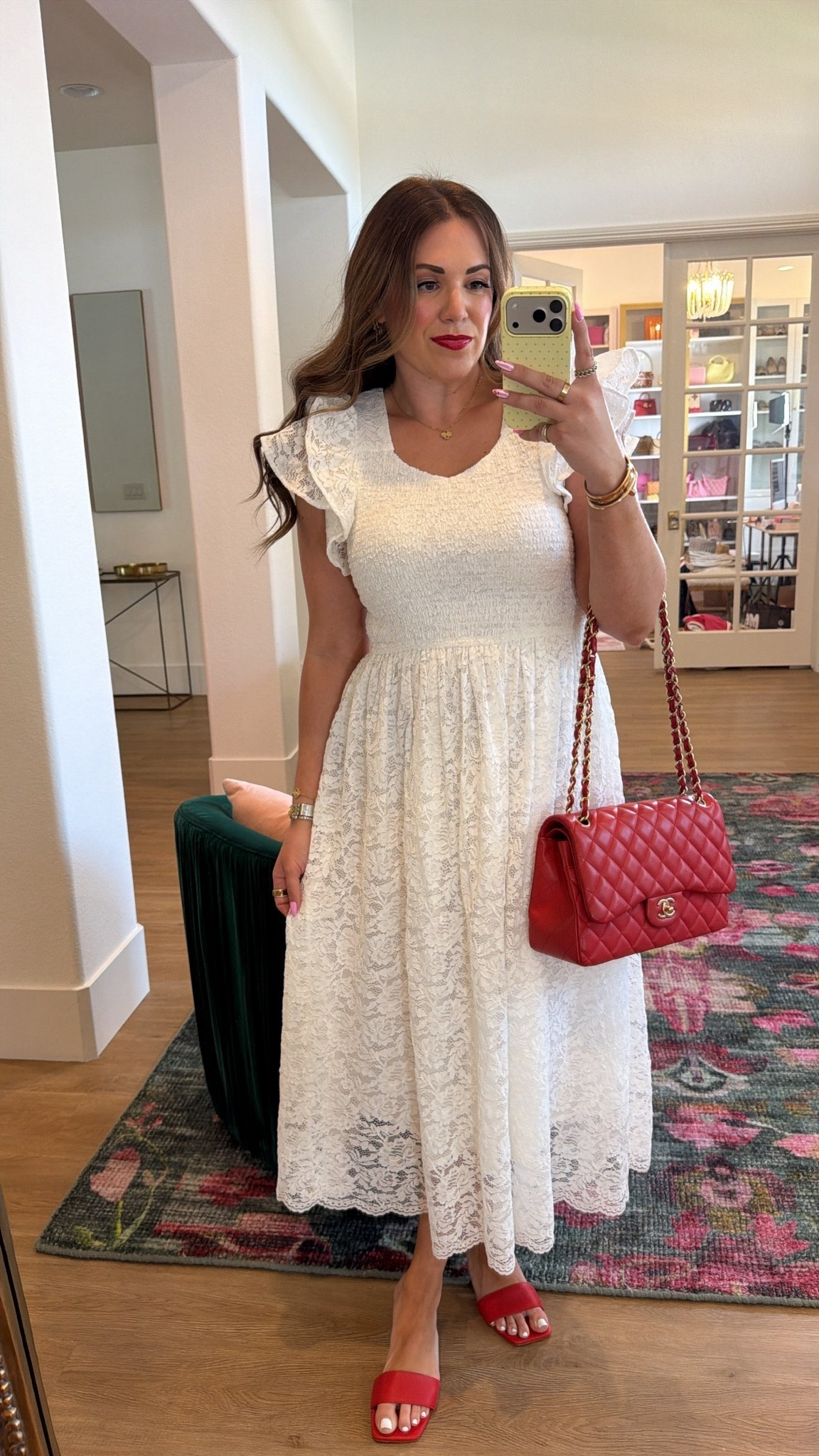 curvy midsize white and red outfit for the 4th of july! wearing size medium in white lace maxi dress (comes in mini size too!) 🤍

#LTKSeasonal #LTKMidsize