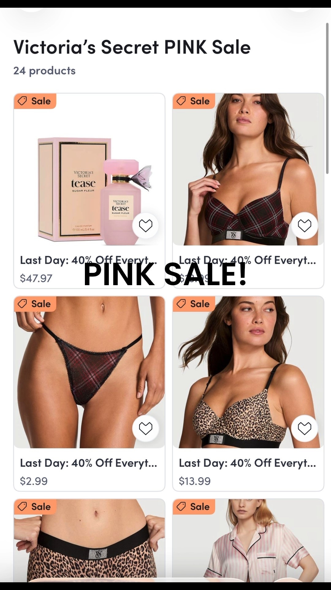 Victoria’s Secret & PINK are having a HUGE 40% off sitewide sale — today is the LAST day! 💗✨
Sleepwear, beauty, underwear, activewear, and fragrances… everything is marked down and the prices are so good.
I added my favorite pieces in the “Gifts for Her” — cozy pajamas, body care, active sets, and the BEST fragrances you don’t want to miss.
Such a perfect time to stock up, grab gifts, and treat yourself before the sale ends! 🎁🔥

Everything I’m loving is linked below — tap to shop the deal before it’s over 🤍✨

#victoriassecret #victoriassecretpink #pinkfragrance #vsfragrance #vspink #vssale #ltkgiftguide #giftguideforher #holidaygifts #cyberweeksale #cybermonday #vsbeauty #sleepwearsale #activewearsale #affordablegifts #christmasgiftideas #holidayoutfits #fragrancelover #beautysale #ltkholiday

Victoria’s Secret sale, PINK sale, VS PINK 40% off, VS fragrance, PINK fragrance, best fragrances, holiday fragrances, gift ideas for her, cozy sleepwear, Victoria’s Secret pajamas, PINK pajamas, VS activewear, PINK active sets, beauty gifts, body mist, holiday gift guide, Cyber Week deals, Cyber Monday sale, Christmas gifts for her, soft-life gifts, trending gifts 2025, aesthetic sleepwear, affordable lingerie, stocking stuffers for her, luxury fragrance gifts, self-care gifts, loungewear sale, winter outfits, holiday outfits for her, beauty must-haves

#LTKGiftGuide #LTKHoliday #LTKBeauty