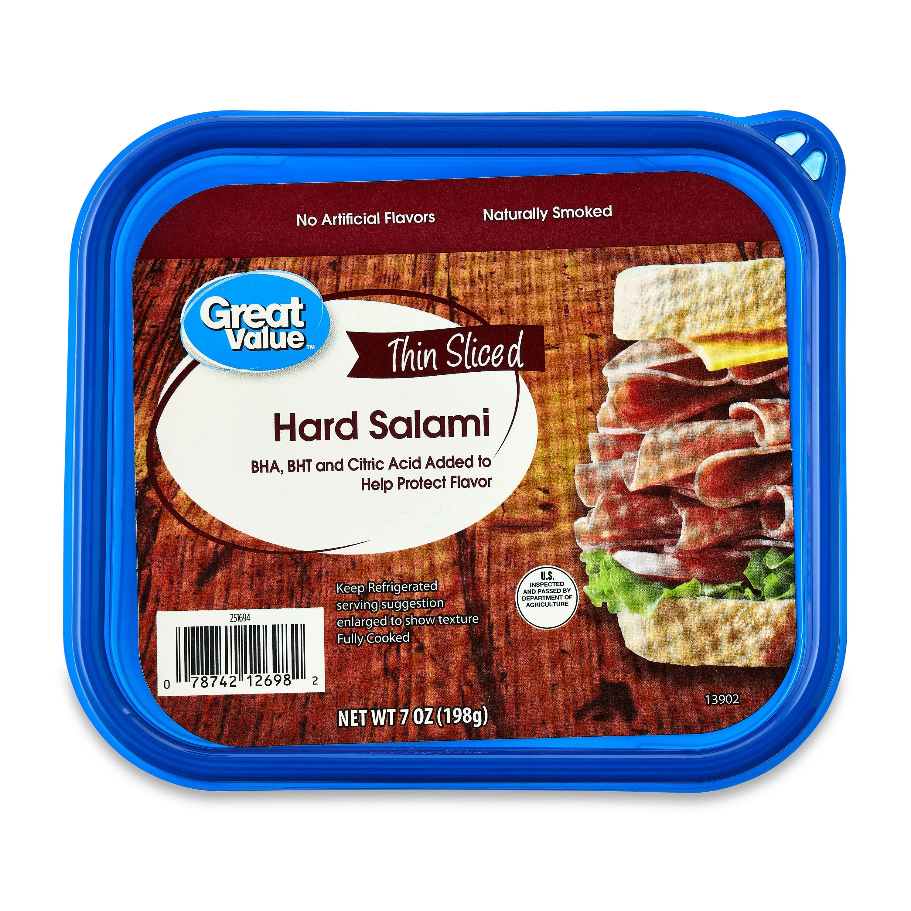 Great Value ,Thin Sliced, Hard Salami Lunchmeat, 7 oz | Walmart (US)