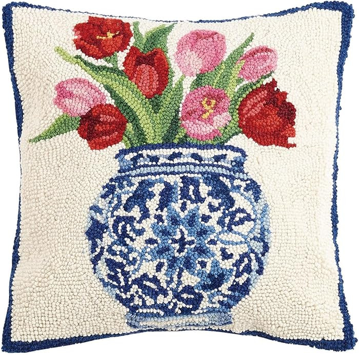 Peking Handicraft 30SER515AC16SQ Chinoiserie Vase Tulips Hook Pillow, 100% polyester fiber | Amazon (US)