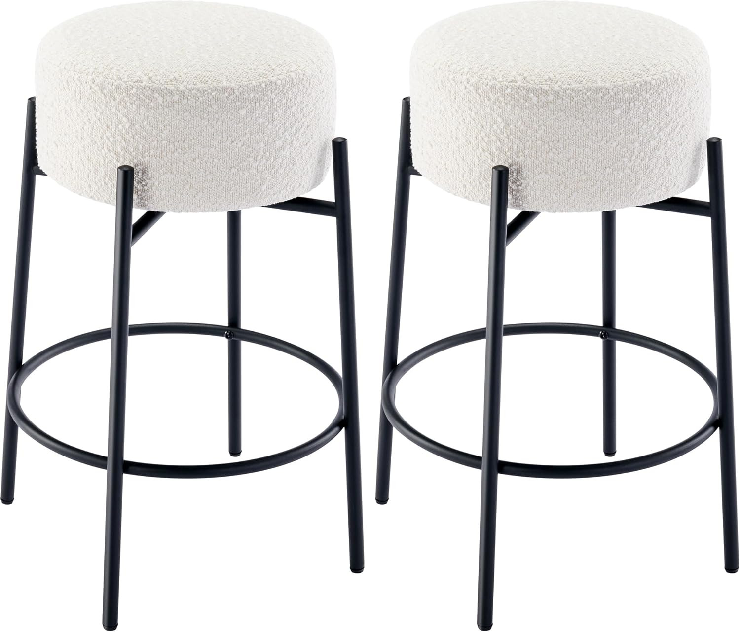 Flouki Swivel Counter Stools, Boucle Fabric Upholstered Barstools Set of 2, 26" Backless Counter ... | Amazon (US)