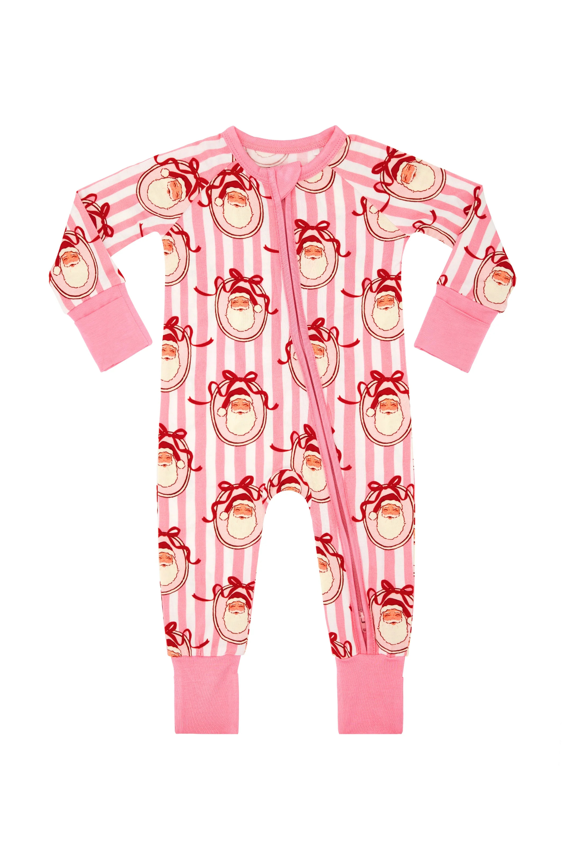 Pink Santa Claus Lane Zipper Romper | Bamboo Baby Pajamas | In My Jammers | In My Jammers
