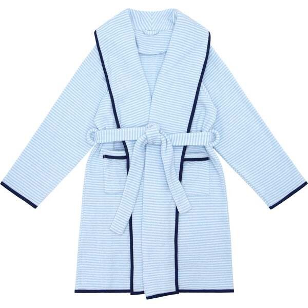 Unisex French Terry Robe, Powder Blue Stripe | Maisonette