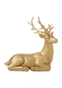 Gold Sitting Deer Figurine | Belk