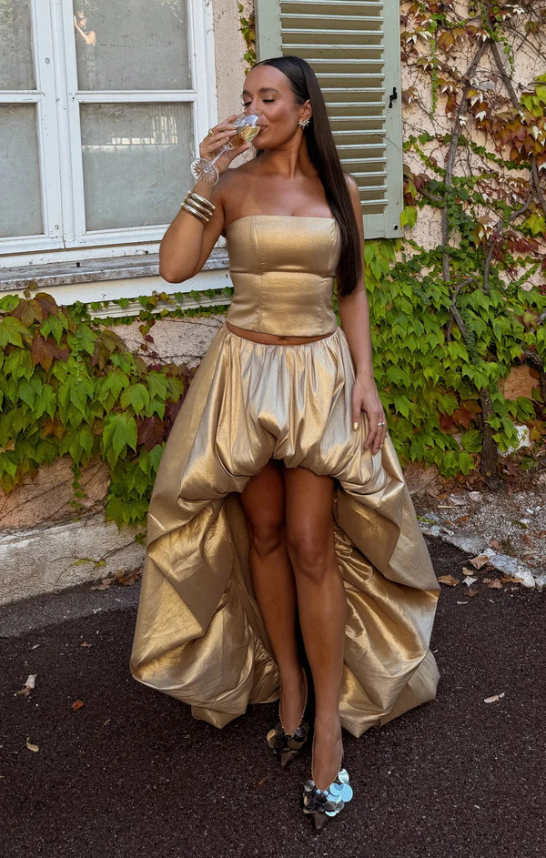 Tatum Maxi Skirt ~ Gold Metallic Taffeta | Show Me Your Mumu