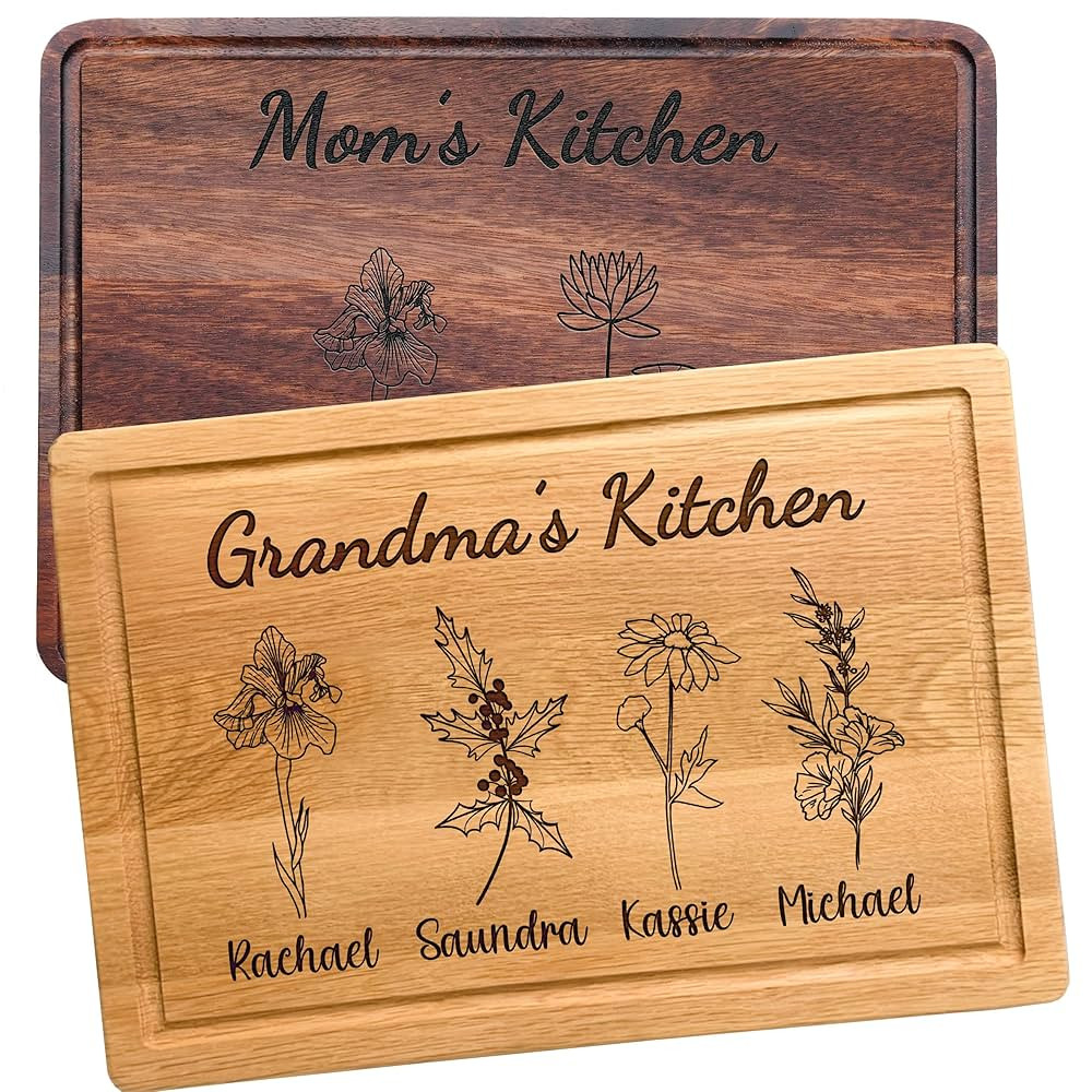 Personalized Cutting Board For Mom - Grandma, Birth Flower Grandmom's Garden, Mothers Day Gifts F... | Amazon (US)