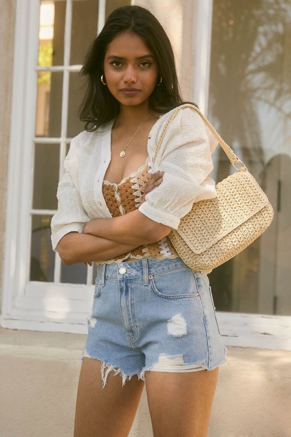 Faux Straw Shoulder Bag | Forever 21 (US)