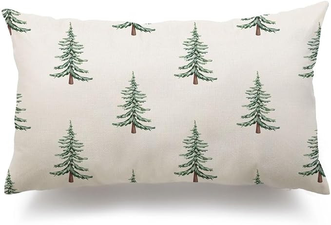 DFXSZ Christmas Pillow Covers 12x20 inch Christmas Tree Decorative White Throw Pillow Covers Wint... | Amazon (US)