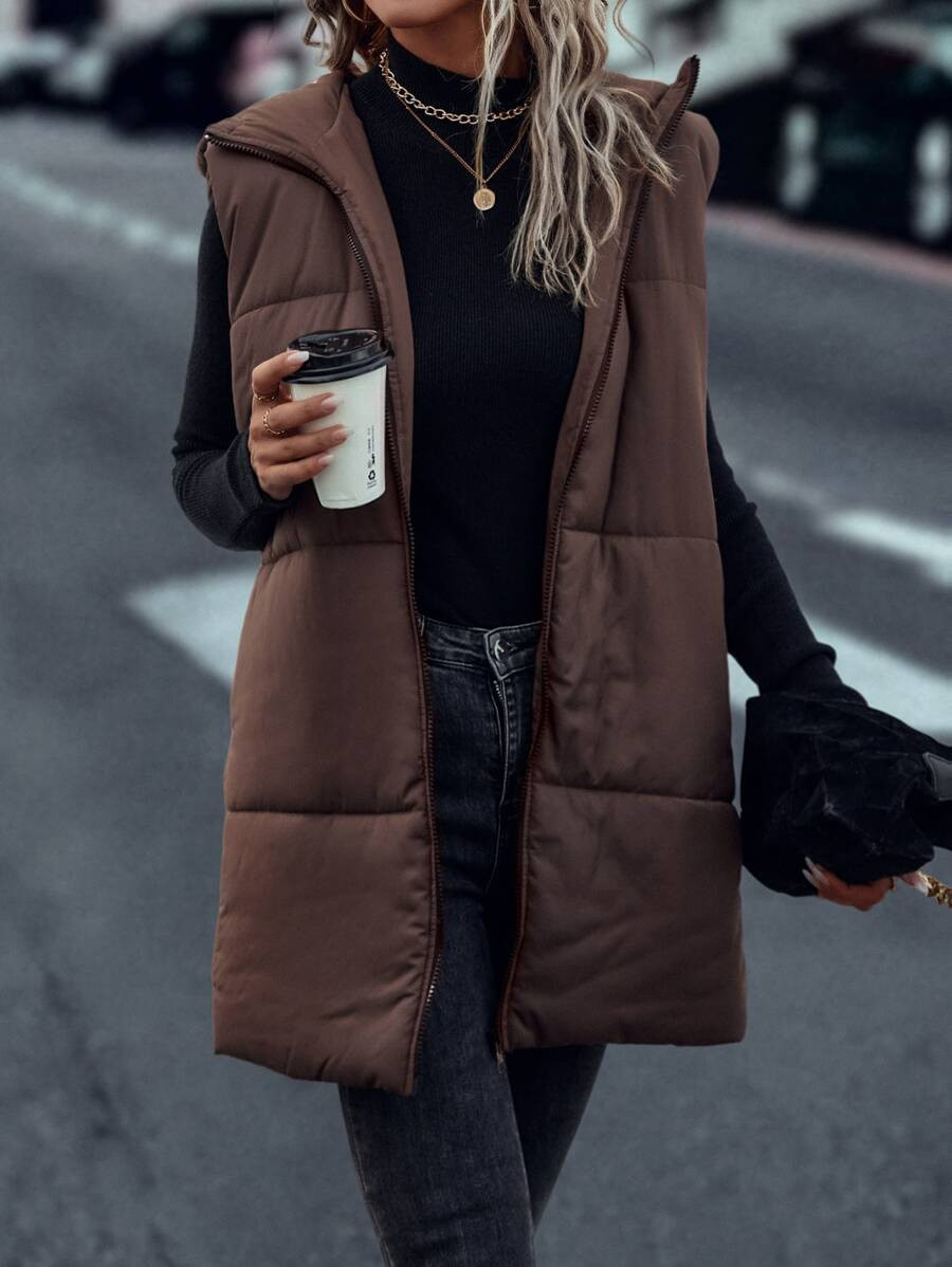 Solid Hooded Vest Puffer Coat
   
      SKU: sw2209137733459479
          (63 Reviews)    $27.00 ... | SHEIN