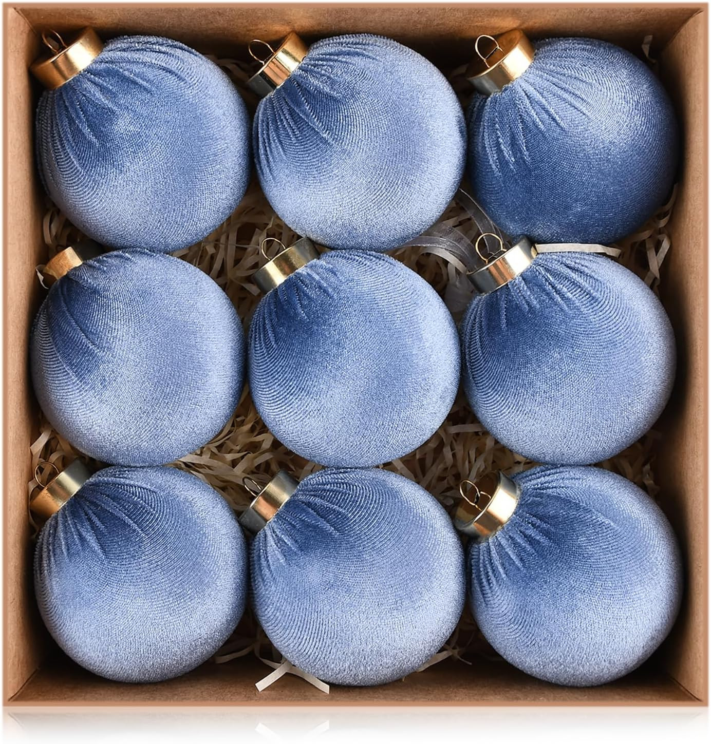 Velvet Ornaments for Christmas Tree Decorations - Dusty Blue Xmas Ball Ornament for Indoor Holida... | Amazon (US)