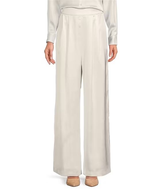 Devon Wide Leg High Rise Satin Pants | Dillard's