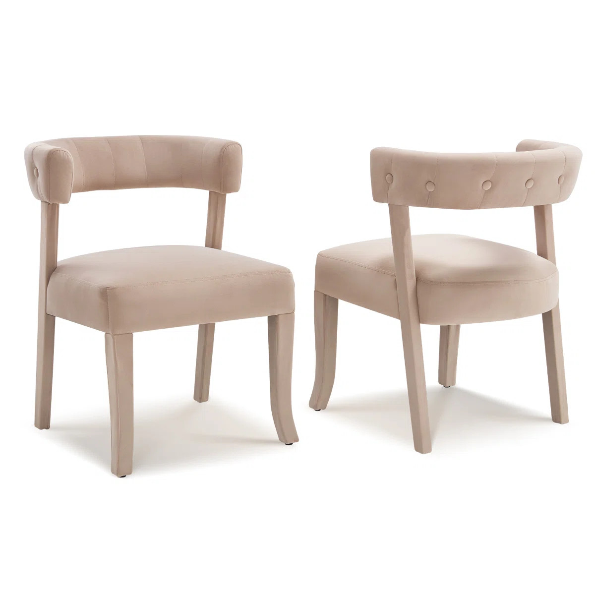 Lark Manor™ 30'' H Modern Upholstered Armless Dining Chair With Tufted Curved Backrest, Solid W... | Wayfair North America