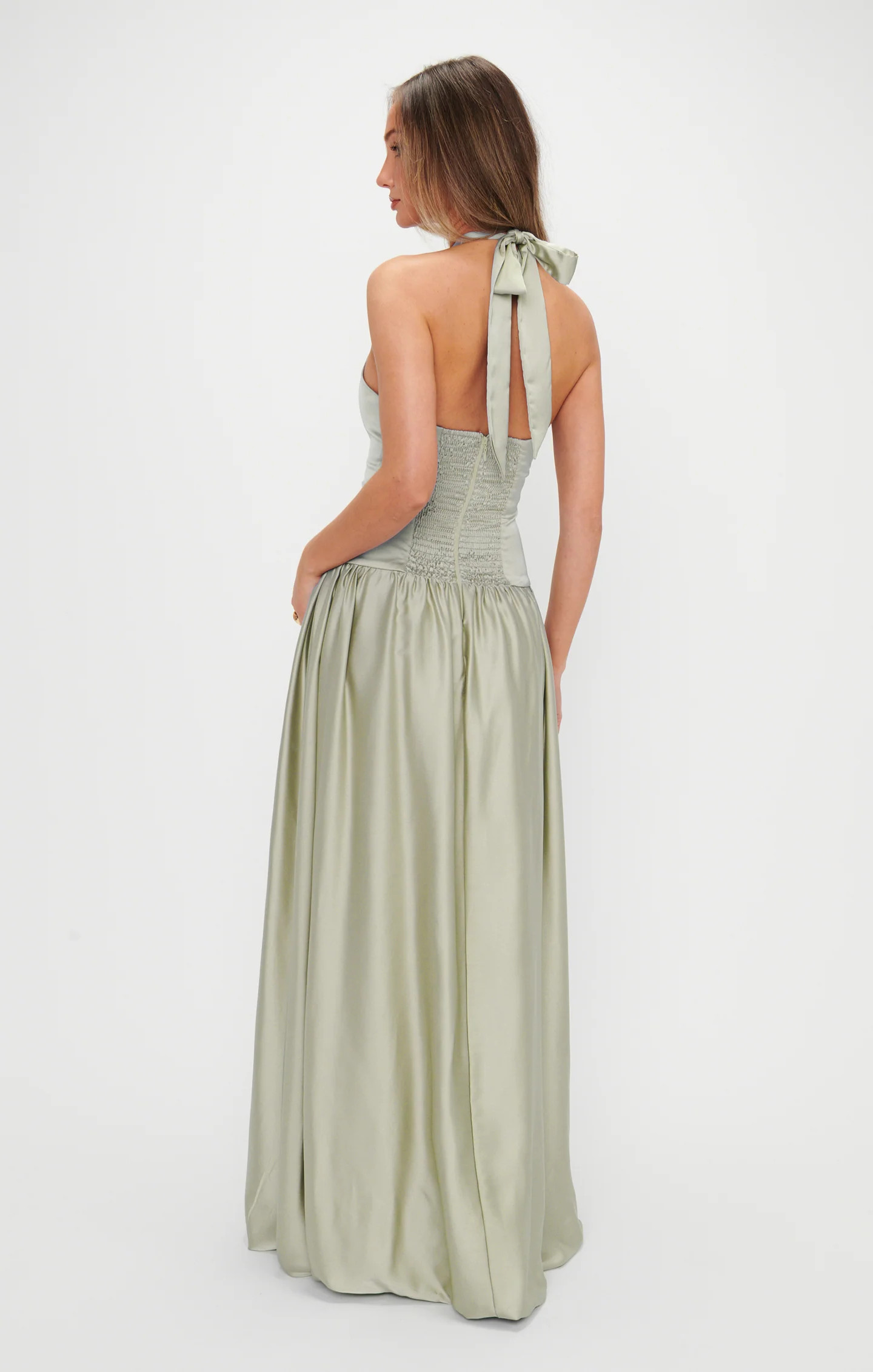 Eliza Maxi Dress ~ Moss Green Luxe Satin | Show Me Your Mumu
