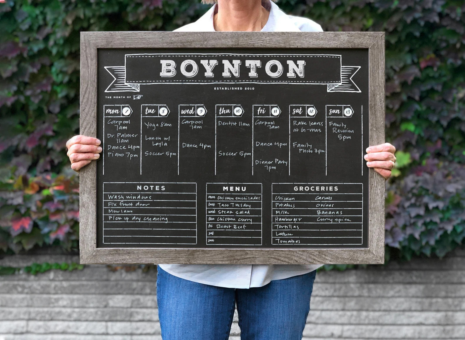 Chalkboard Calendar - Dry erase calendar MEDIUM - Framed calendar - weekly calendar #18210 | Etsy (US)