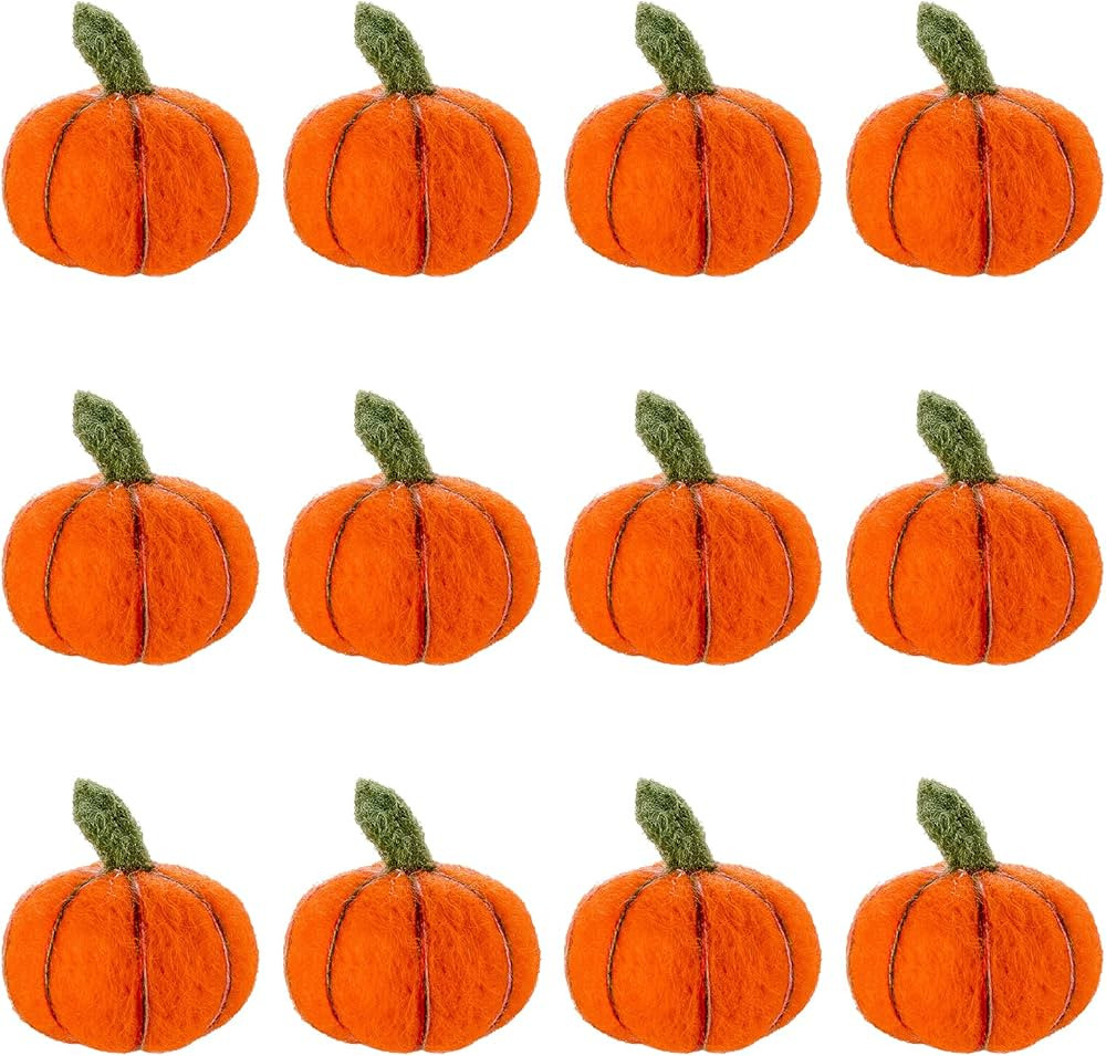 CINPIUK 12 Set Felt Pumpkin for Crafts, Wool Felt Pumpkin Slice Plush for Autumn Tiered Tray Deco... | Amazon (US)
