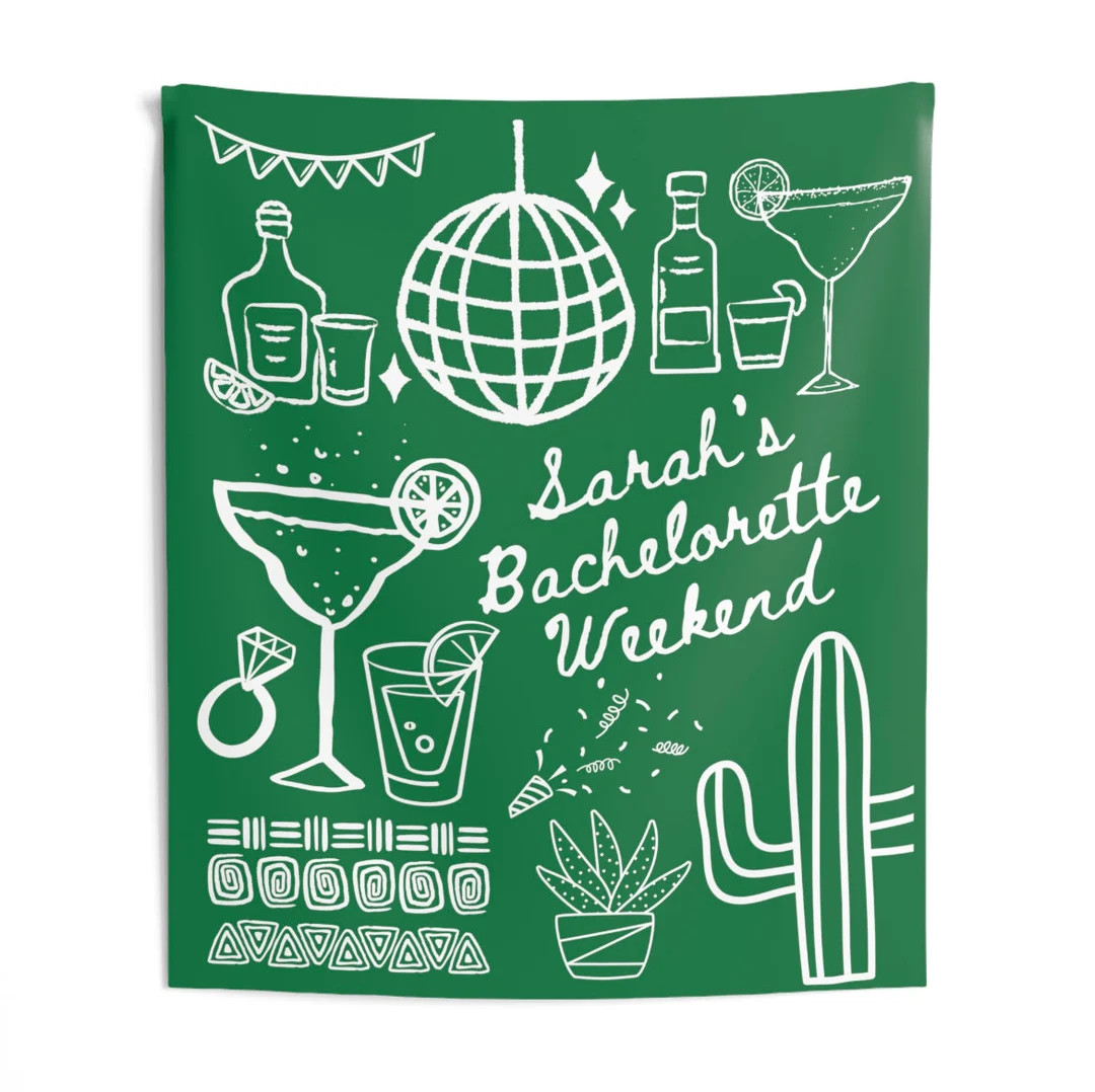 CUSTOM Margaritas and Matrimony Bachelorette Party Wall Tapestry, Photo Booth Background, Bachelo... | Etsy (US)