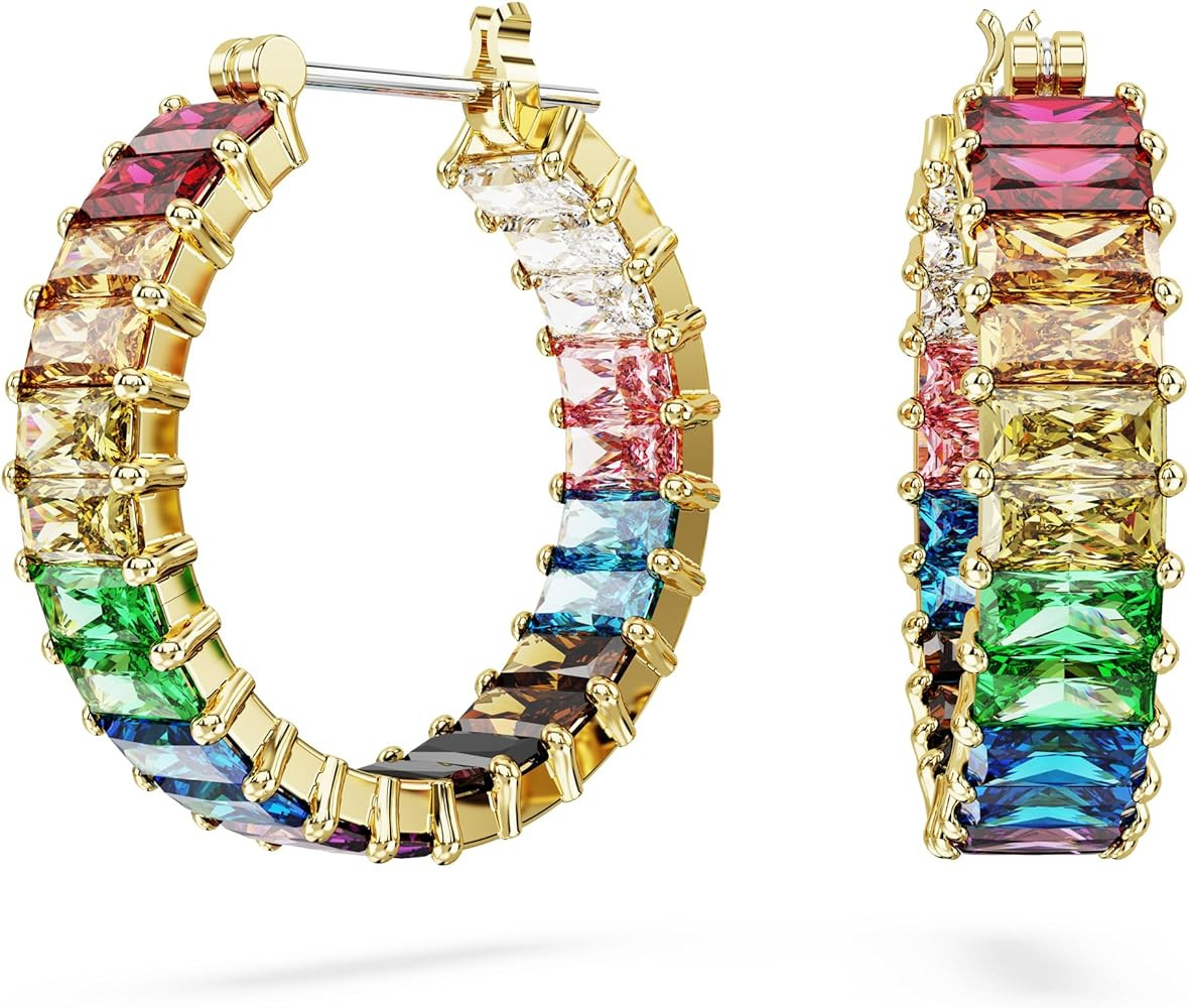 Swarovski Matrix Hoop Earrings Collection, Crystals on Metal Finish Settings | Amazon (US)