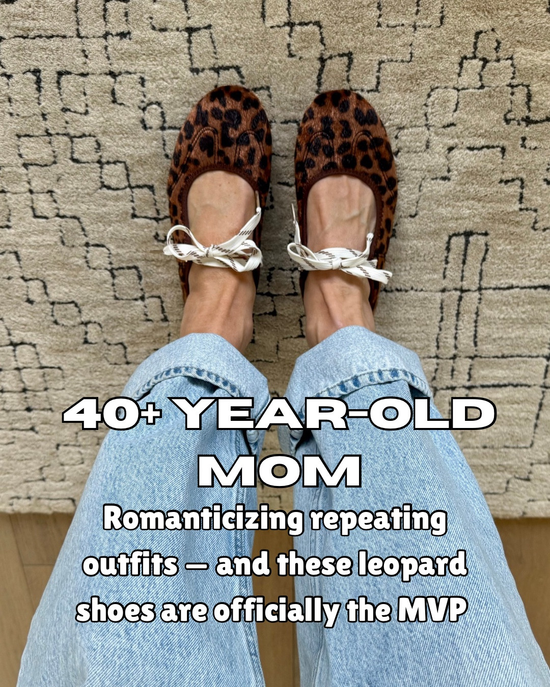 These leopard flats are officially my MVP — LOVE the shoe lace detail and subtle pattern on the toe. 
They’re comfy, flattering, and go with everything from sweats to suede jackets, solid colors and mix in prints too!🐆✨ 
Every outfit shown is linked + fits true to size *UNLESS NOTED BELOW

*I sized up in BOTH denim shirts to a large
Size up in white jeans too! I’m wearing 28x27. Tight white is not it.😉

#LTKootd #LTKmomlife #LTKOver40