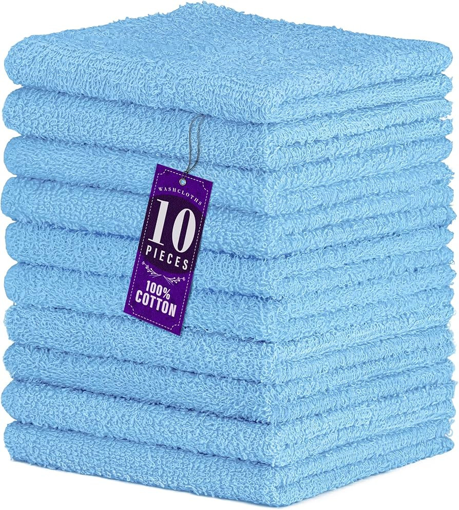 DecorRack 10 Pack 100% Cotton Wash Cloth, Luxurious Soft, 12 x 12 inch Ultra Absorbent, Machine W... | Amazon (US)