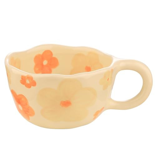 VanEnjoy Ceramic Cup, Cute Coffee Mug, Strawberry Mug, Aesthetic Coffee Mug, Retro Flower Mug, Ceramic Tea, 10oz/300ml for Tea Coffee, Milk and Oatmeal | Amazon (US)